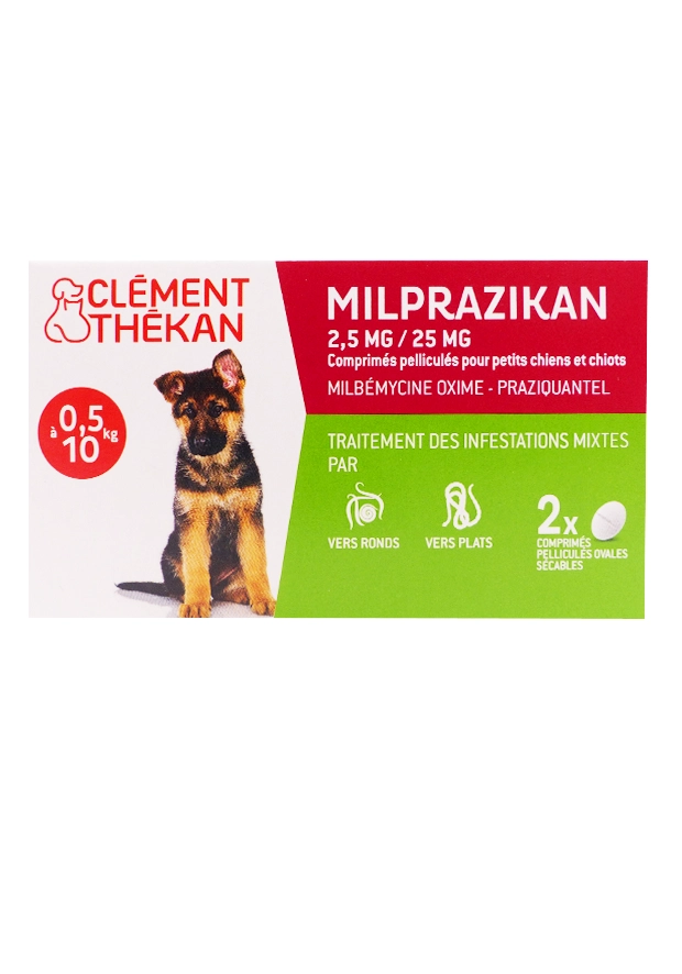 CLEMENT THEKAN MILPRAZIKAN CHIEN 0,5 A 10 KG 2 COMPRIMES